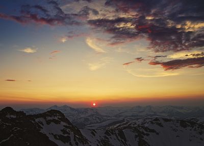sunset, mountains, landscapes, nature - desktop wallpaper