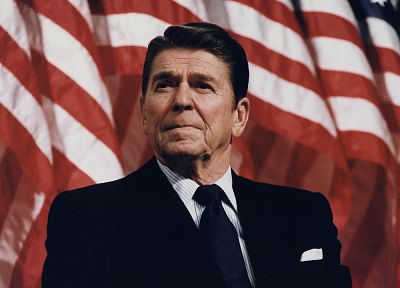 suit, Ronald Reagan, American Flag - random desktop wallpaper