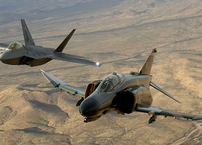 aircraft, military, F-22 Raptor, vehicles, F-4 Phantom II - desktop wallpaper