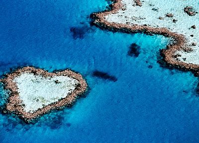 ocean, islands, hearts - desktop wallpaper