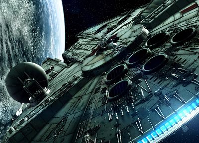Star Wars, movies, spaceships, Millennium Falcon, vehicles - duplicate desktop wallpaper