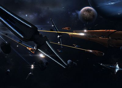 outer space, fight, rocks, spaceships, battles, science fiction, vehicles, moons - related desktop wallpaper
