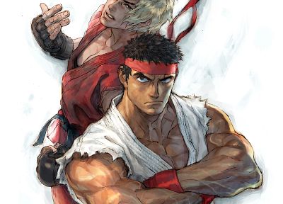 Street Fighter, Ryu, Ken, soft shading - desktop wallpaper