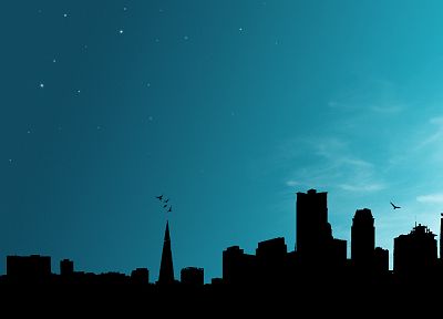 silhouettes, city skyline, skyscapes - duplicate desktop wallpaper