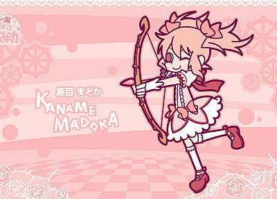 dress, pink, parody, pink hair, Mahou Shoujo Madoka Magica, Kaname Madoka, anime, anime girls, bow (weapon) - related desktop wallpaper